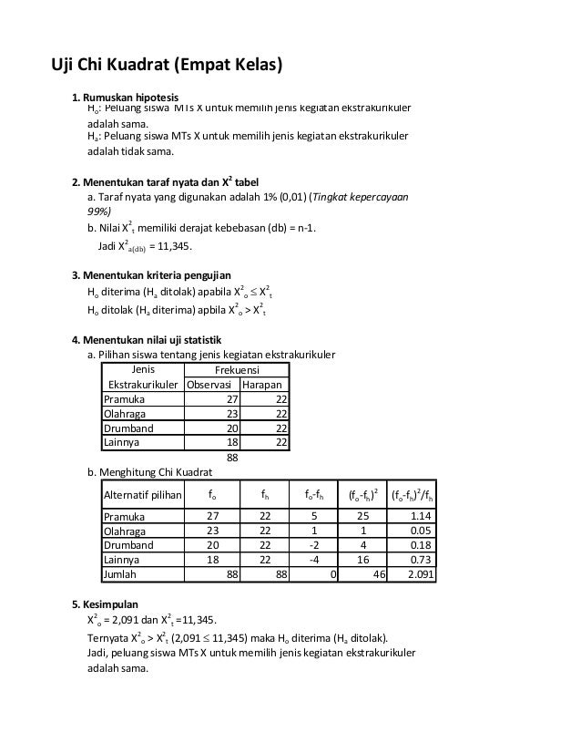 Contoh Soal Chi Square Dan Penyelesaiannya Pdf