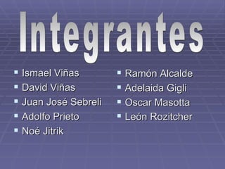 Ismael Viñas  David Viñas Juan José Sebreli  Adolfo Prieto  Noé Jitrik Ramón Alcalde  Adelaida Gigli  Oscar Masotta  León Rozitcher   Integrantes 
