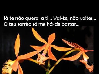 Já te não quero a ti… Vai-te, não voltes… O teu sorriso só me há-de bastar…