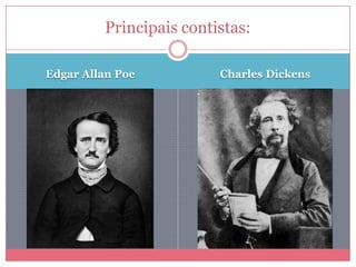 Edgar Allan Poe Charles Dickens
Principais contistas:
 