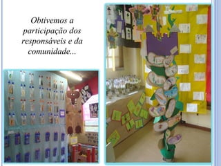 Obtivemos a
participação dos
responsáveis e da
comunidade...
 