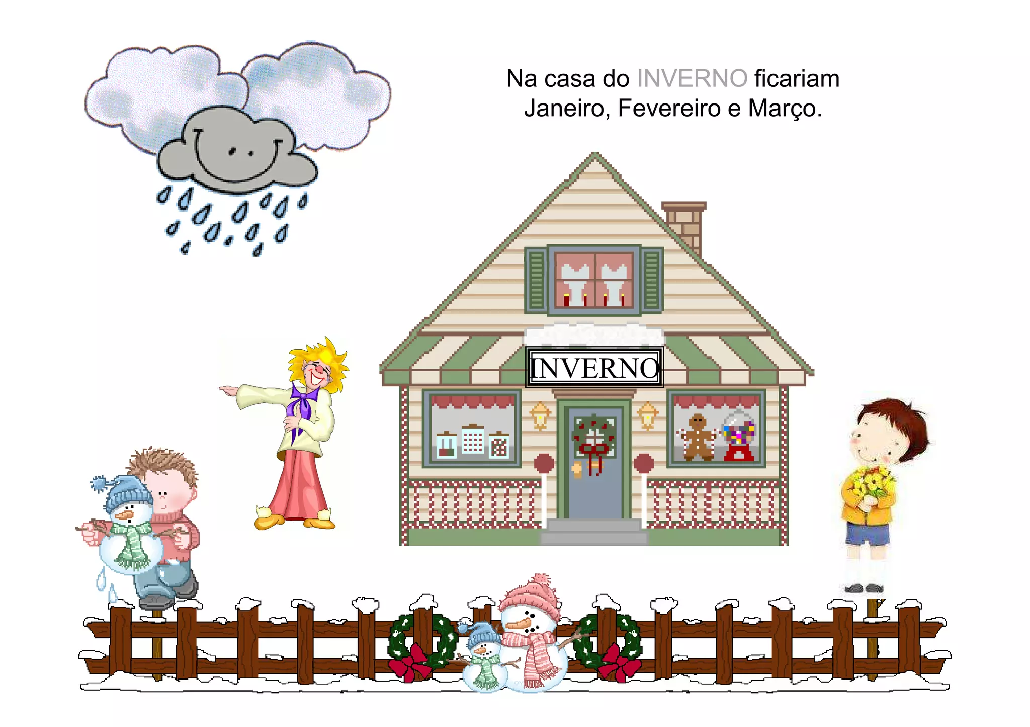 Na casa do INVERNOINVERNO ficariam
Janeiro, Fevereiro e Março.
INVERNO
8
INVERNO
 