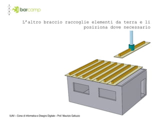L’altro braccio raccoglie elementi da terra e li
                                    posiziona dove necessario




IUAV – Corso di Informatica e Disegno Digitale – Prof. Maurizio Galluzzo
 