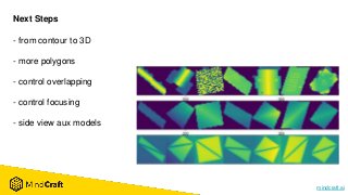 mindcraft.ai
Next Steps
- from contour to 3D
- more polygons
- control overlapping
- control focusing
- side view aux models
 