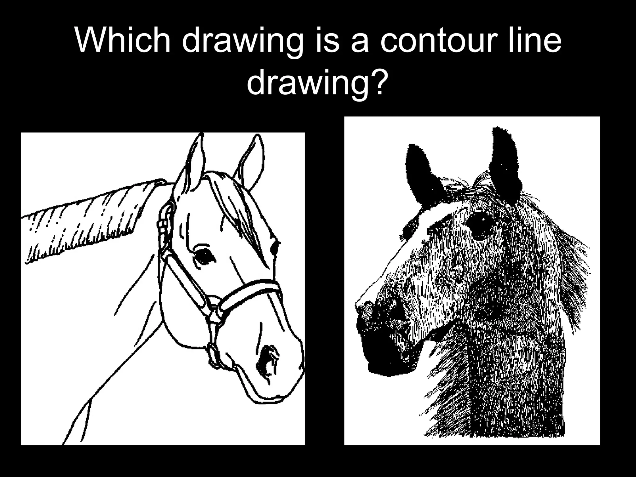 Which drawing is a contour line drawing?