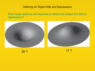 Defining An Object-Hills and Depressions
How many stations are required to define the shape of a hill or
depression?
17 ?
...