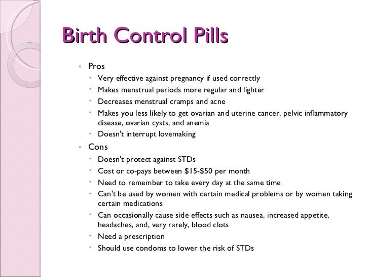 pros and cons of birth control