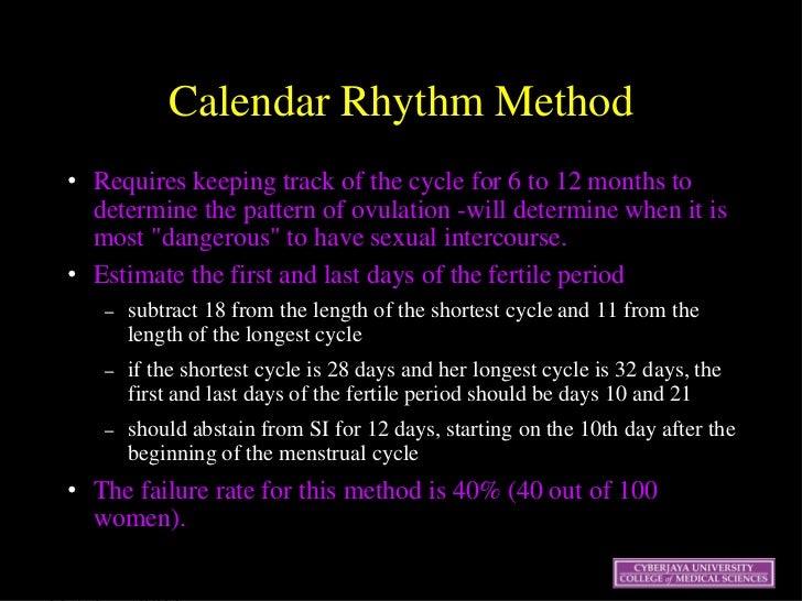 How does the calendar method of birth control work?