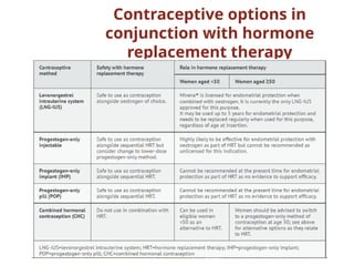 Contraceptive options in
conjunction with hormone
replacement therapy
 
