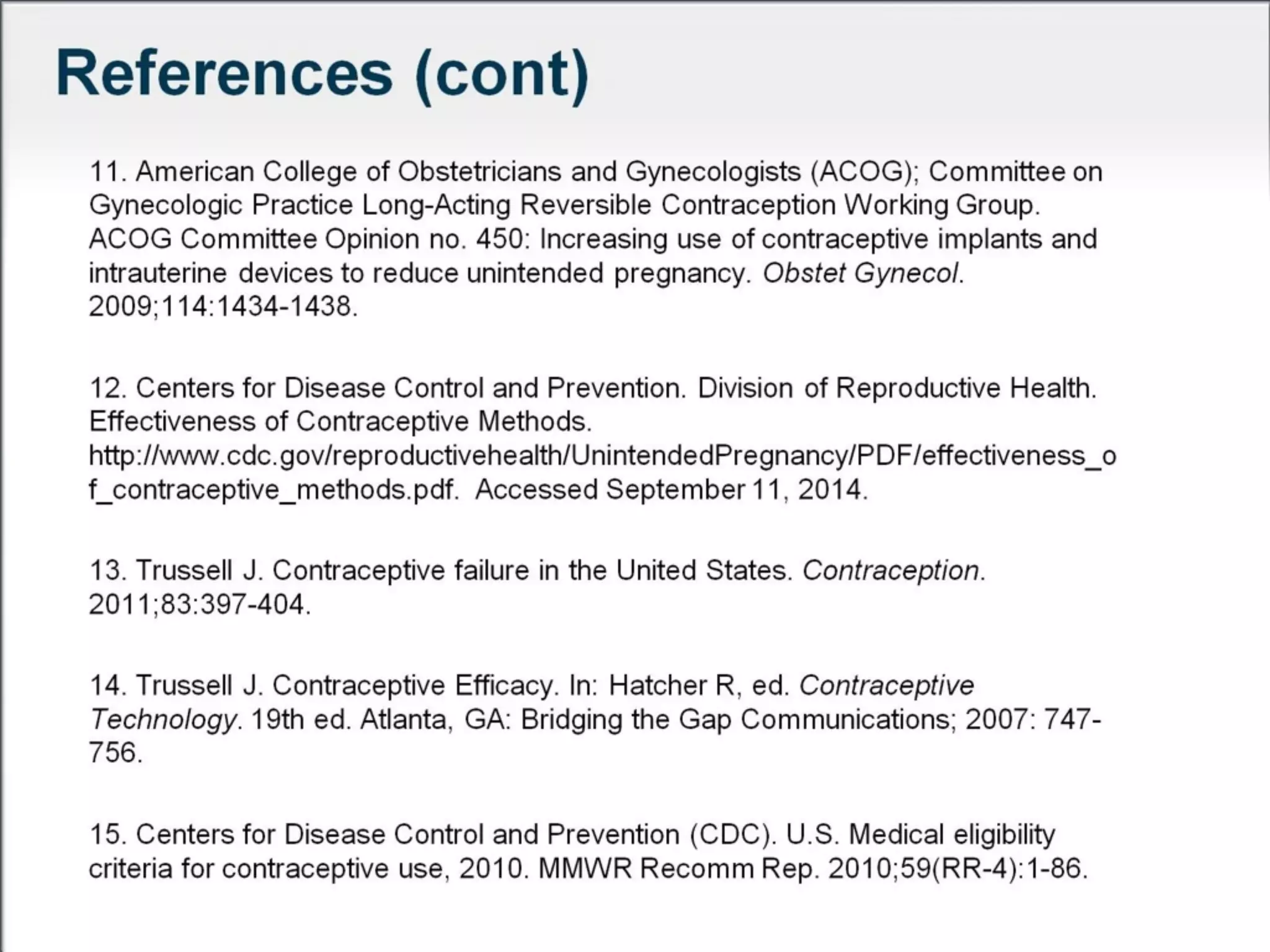 CONTRACEPTION OVERVIEW