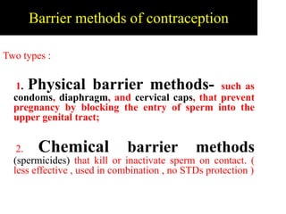 Barrier Methods Types Cntraception & Family planning | PPTX