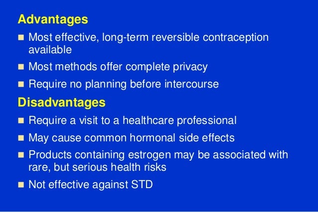 Contraception Advantages And Disadvantages Chart