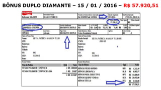 BÔNUS DUPLO DIAMANTE – 15 / 01 / 2016 – R$ 57.920,51
 