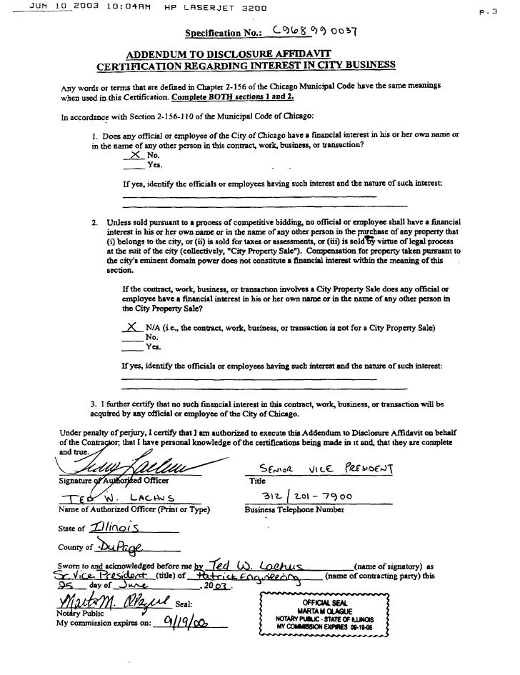 contract c029725 patrick engineering contract with city of chicago city of chicago affidavit form