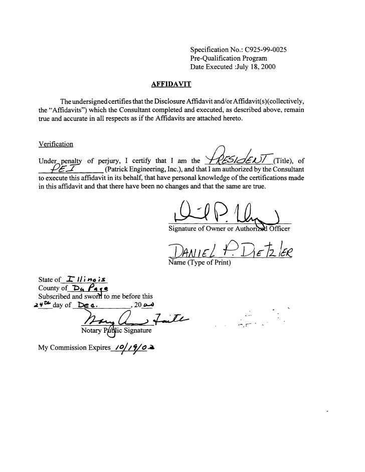 contract c029725 patrick engineering contract with city of chicago city of chicago affidavit form