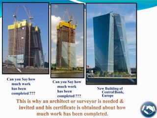 Can you Sayhow
much work
has been
completed ???
Can you Say how
much work
has been
completed ???
New Building of
CentralBank,
Europe
 