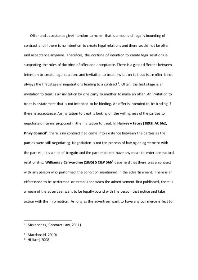 Offer and acceptance essay