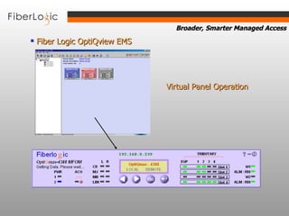 Fiber Logic OptiQview EMS Virtual Panel Operation 