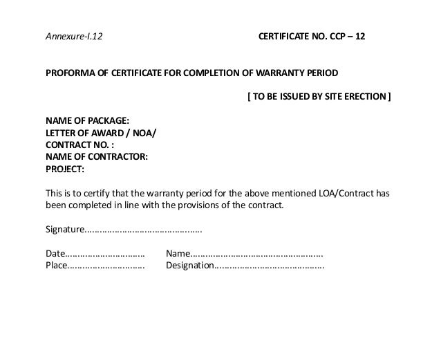 warranty letter for construction warranty letter