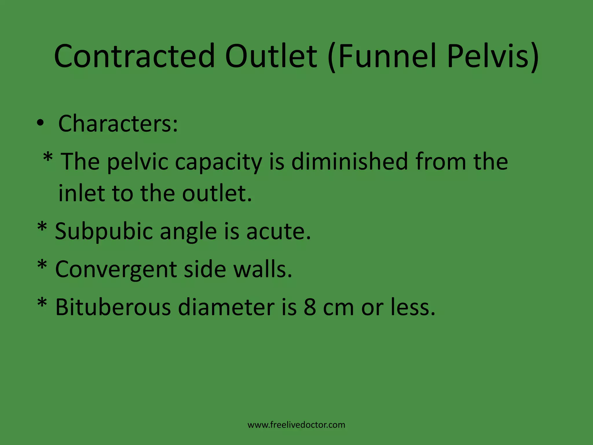 Mechanism of labour:a.Engagement: with the sagittal suture in the transverse diameter.b.Asynclitism with anterior parietal bone presentation so that the shorter subparietalsupraparietal diameter (9cm) is passed instead of the biparietal (9.5cm) in the narrow true conjugate.c. Lateral displacement of the head so that the bitemporal diameter is passed through the narrow true conjugate www.freelivedoctor.com