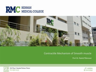 Contractile Mechanism of Smooth muscle
Prof. Dr. Rashid Mahmood
 