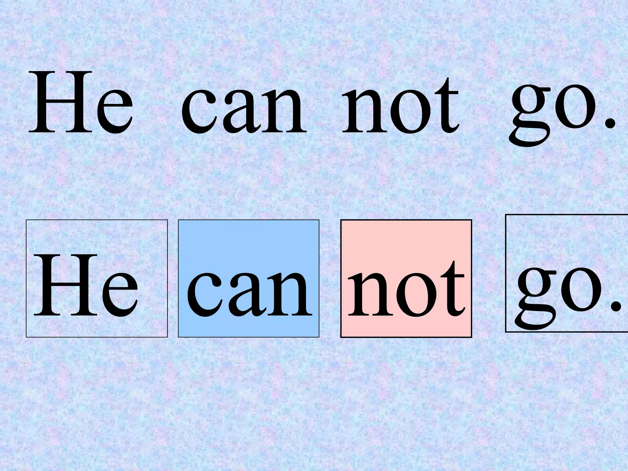 He can He can not go. not go. 