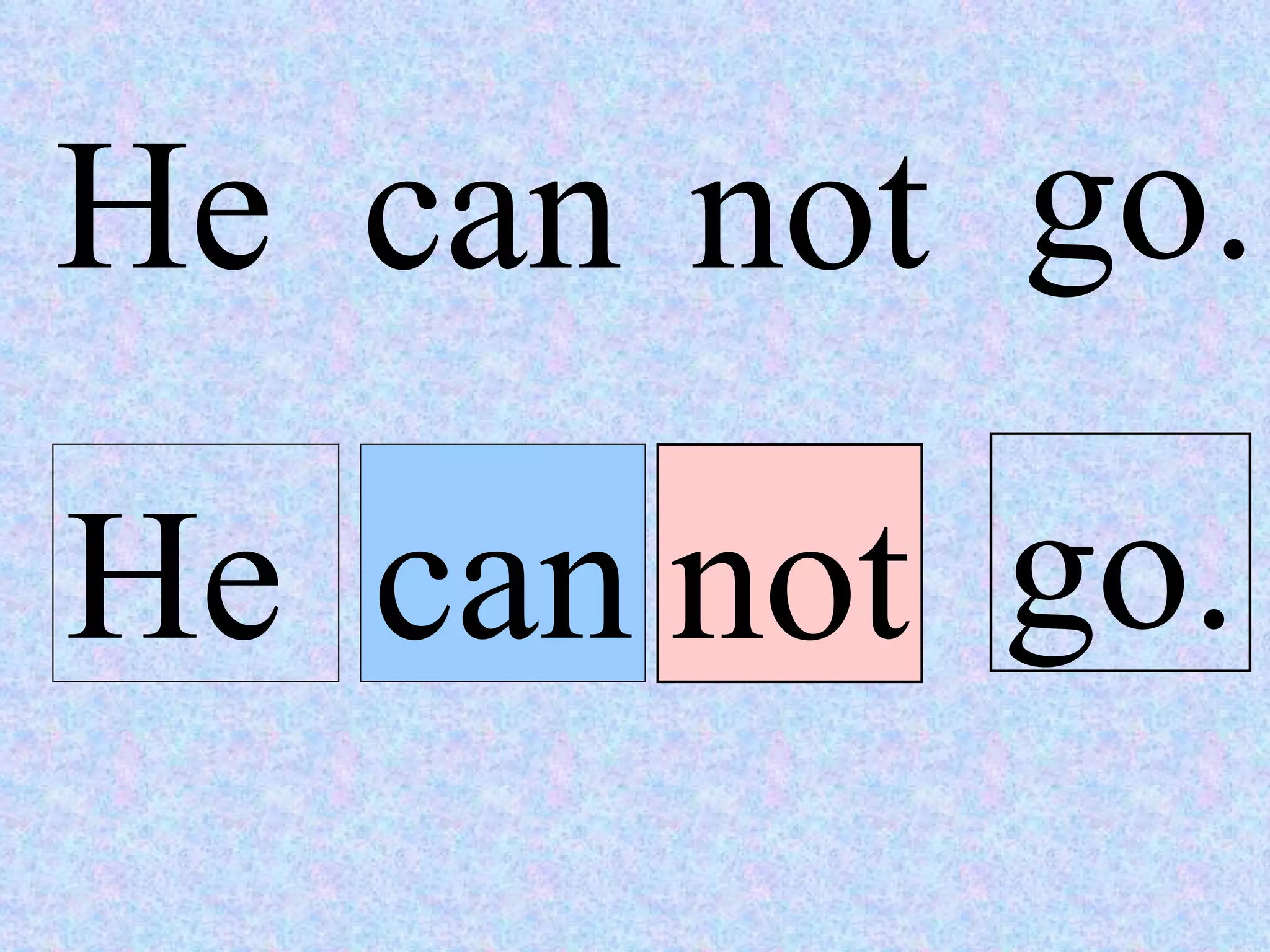 He can He can not go. not go. 