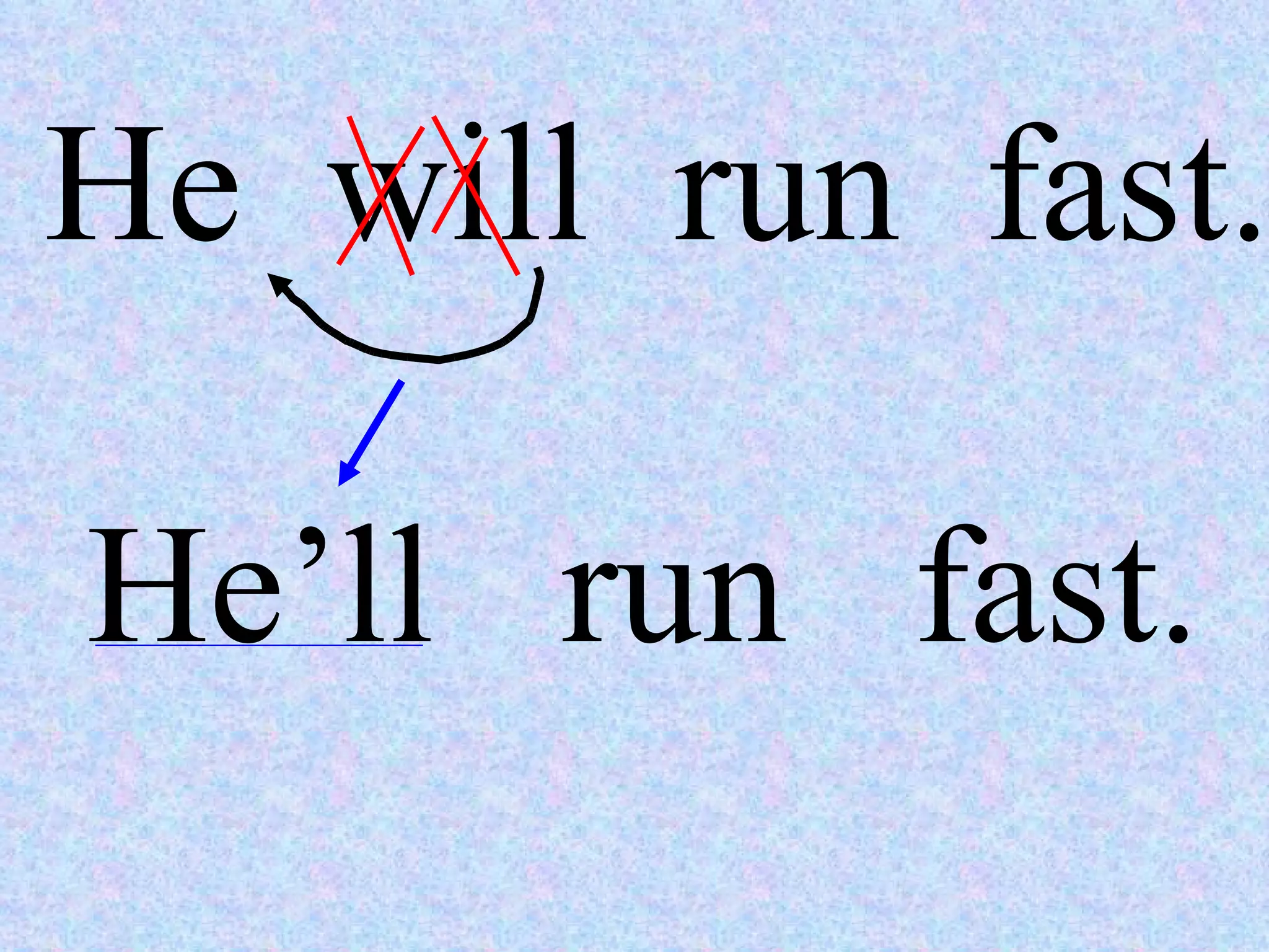 He  will  run  fast. He’ll  run  fast. 