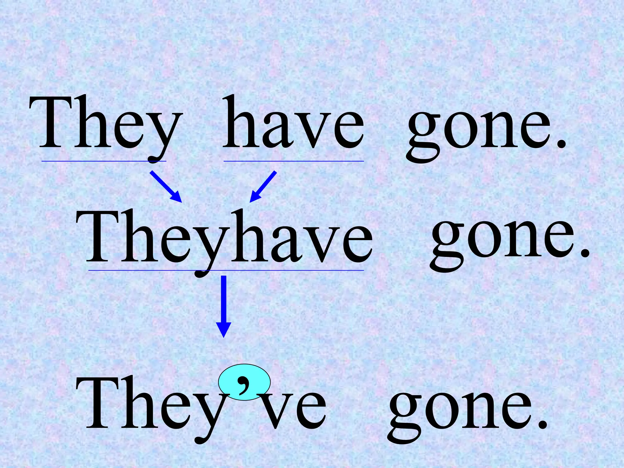 They  have  gone. Theyhave gone. They’ve  gone. 