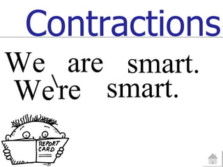 Contractions
We are smart.
We re smart.
 