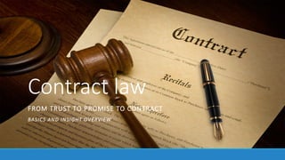 Contract law
FROM TRUST TO PROMISE TO CONTRACT
BASICS AND INSIGHT OVERVIEW
 