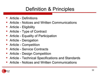 Definition & Principles <ul><li>Article - Definitions  </li></ul><ul><li>Article - Notices and Written Communications  </l...