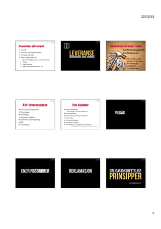 Dokumentér!
• Muntlige utsagn er også
forpliktende, men upresise og
vanskelige å bevise.
• Krav om signatur?
– Vanligvis forpliktende uten, men
skjerper sansene.
– Forpliktelsene havner i riktig
beslutningssløyfe på begge sider.
 