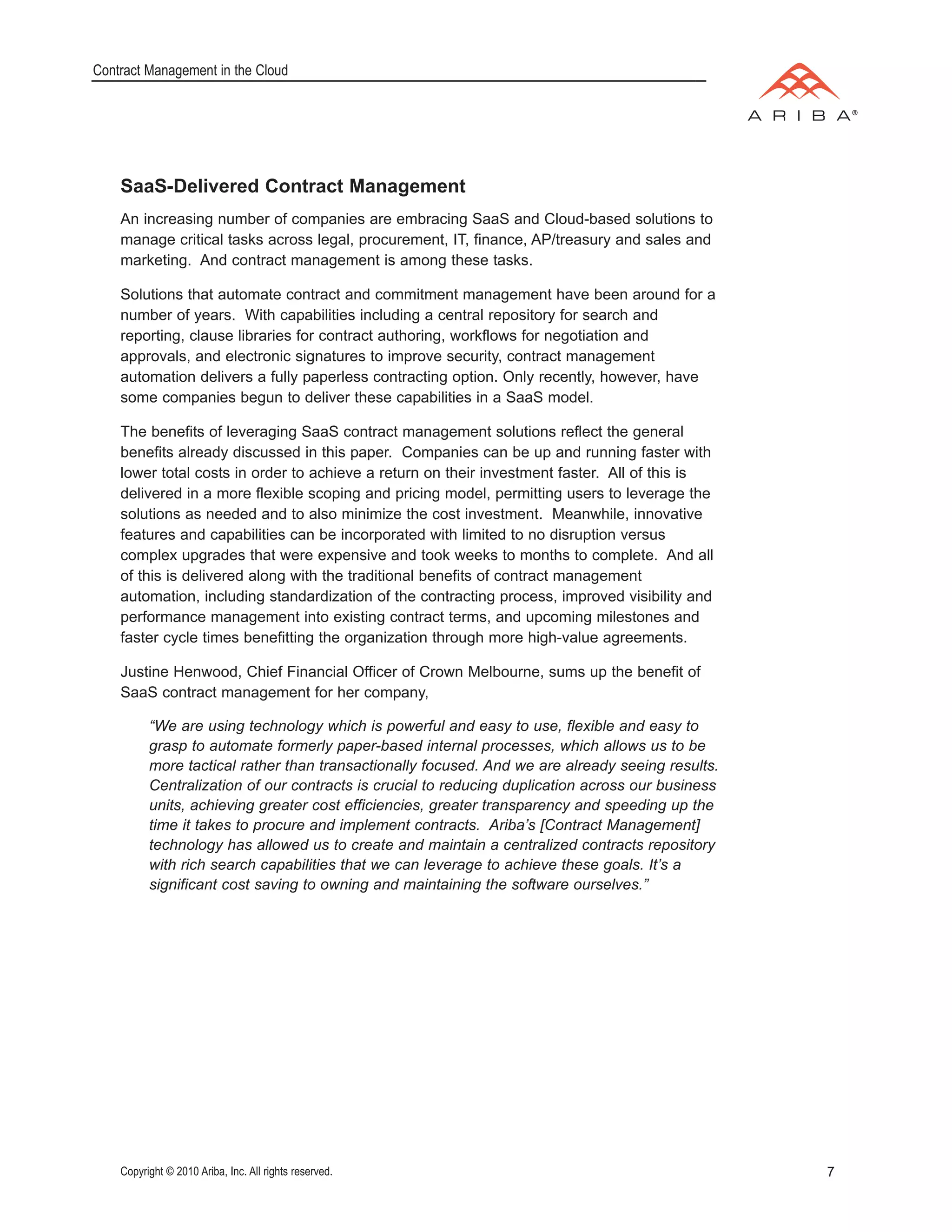 Contract Management In the Cloud | PDF