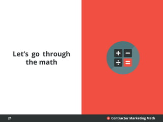 21 Contractor Marketing Math+
Let’s go through
the math
 