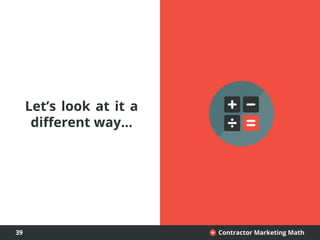 39 Contractor Marketing Math+
Let’s look at it a
different way…
 