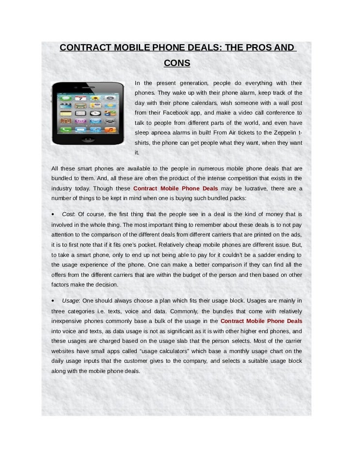 Contract mobile phone deals the pros and cons