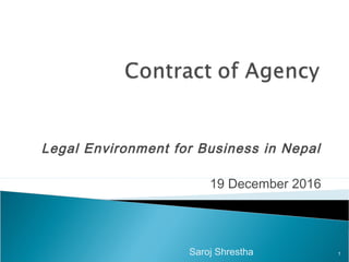 Legal Environment for Business in Nepal
19 December 2016
Saroj Shrestha 1
 