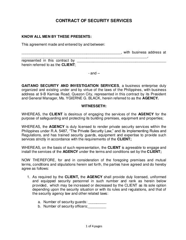 gsisi contract of security services security guard services agreement