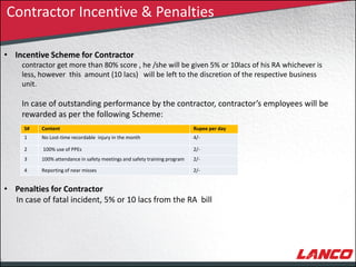 Contractor Incentivisation Matrix Contractor Management System for construction Project | PDF