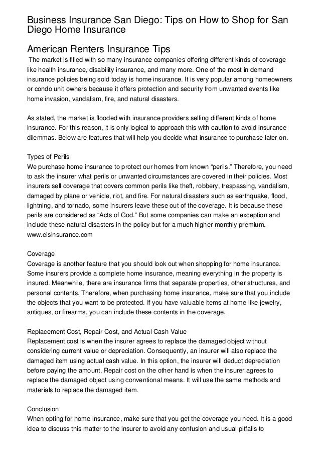 Business Insurance San Diego Tips on How to Shop for San Business Insurance San Diego Tips on How to Shop for San