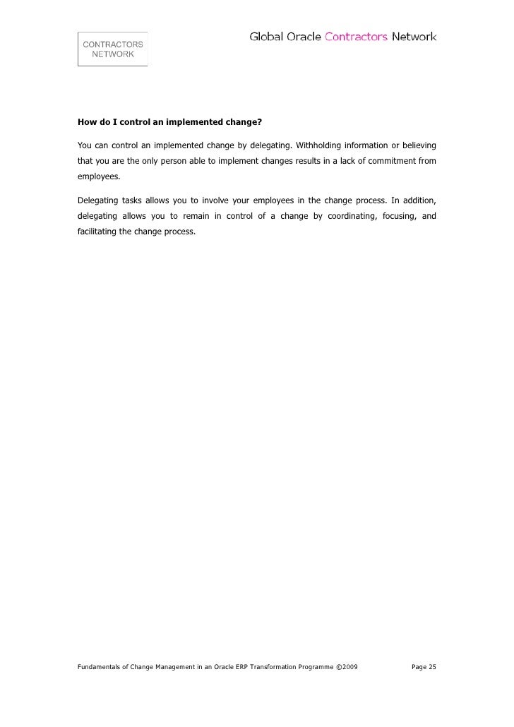Fundamentals Of Change Management In An Oracle Erp
