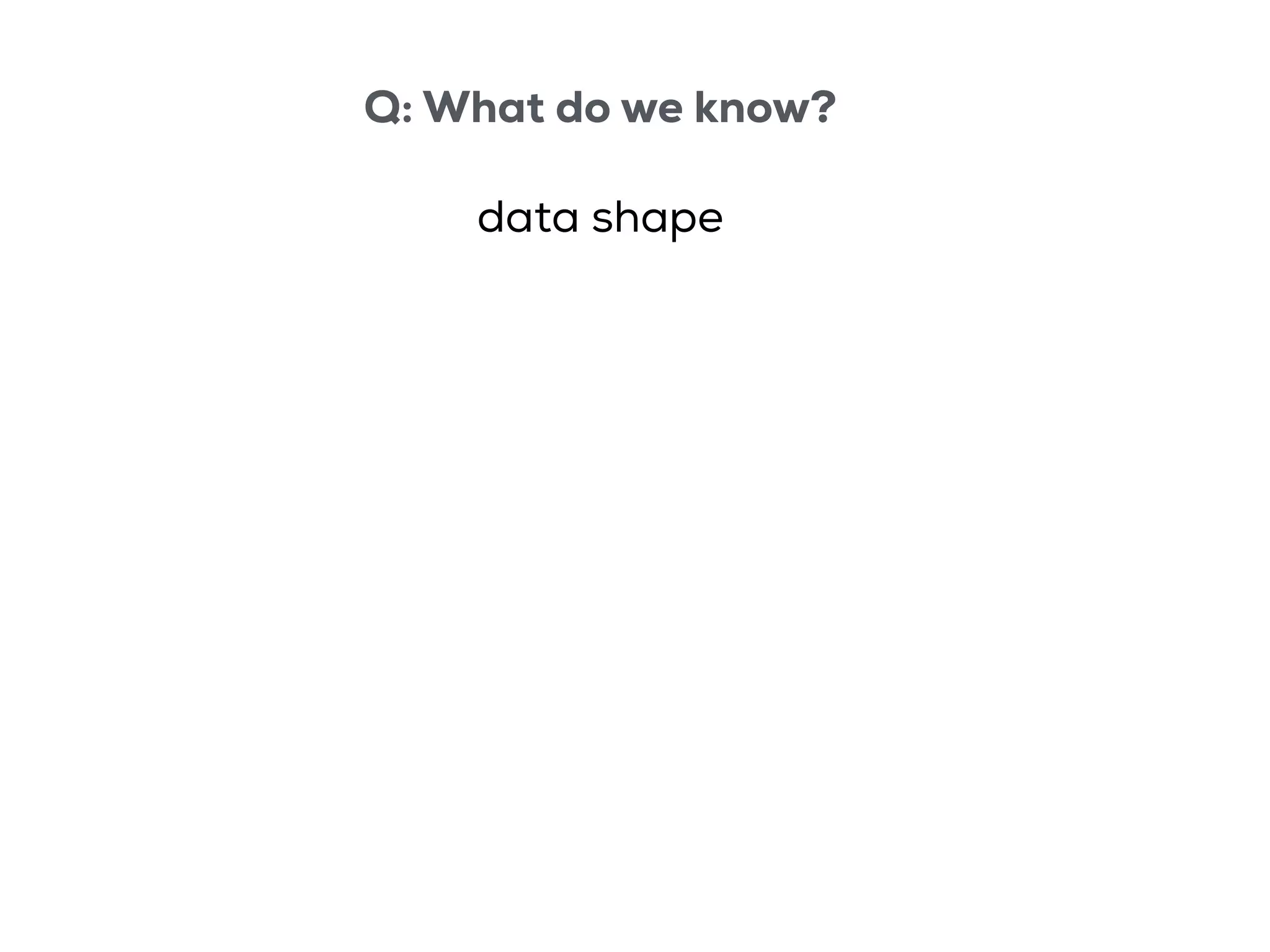 Q: What do we know?
data shape
 