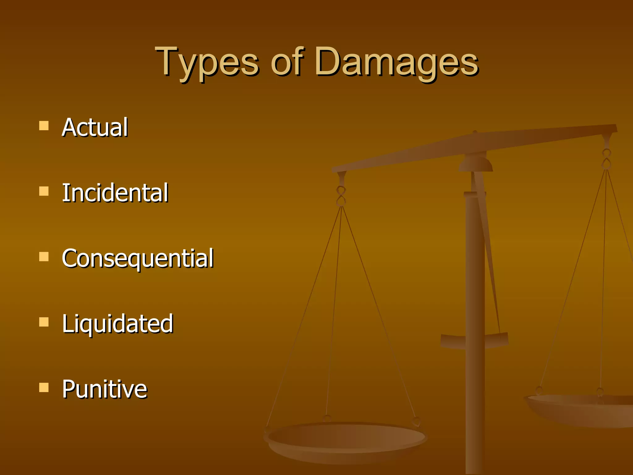 Types of Damages Actual Incidental Consequential Liquidated Punitive 