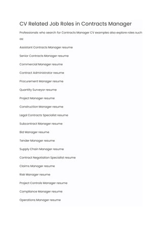 Contracts Manager Resume Examples & Writing Guide for 2025 | PDF