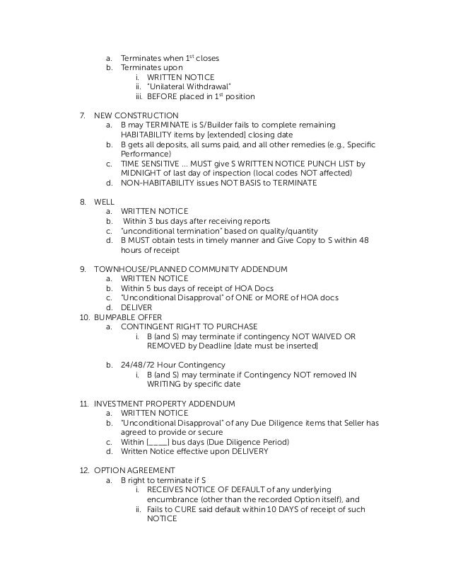 sample notice of termination of contract