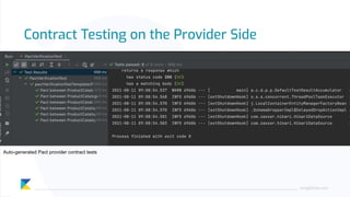 code screenshot successfully
tests
Contract Testing on the Provider Side
ping@kloia.com
Auto-generated Pact provider contract tests
 