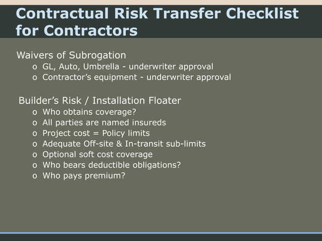 Contractual-Risk-Transfer-Presentation.ppt | Home Insurance | Insurance
