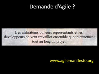 Demande d’Agile ?




       www.agilemanifesto.org
 