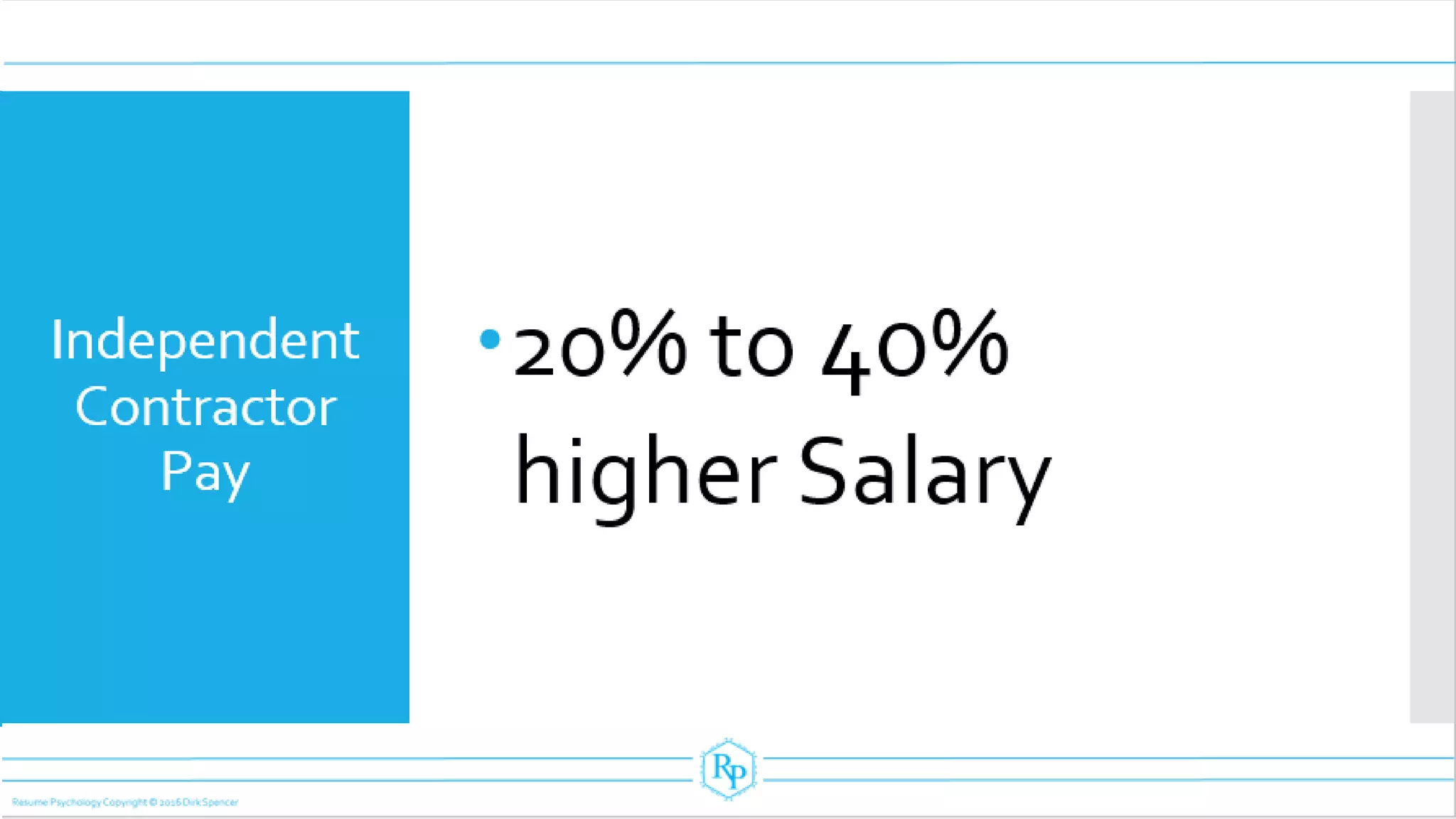 Independent
Contractor
Pay
20% to 40%
higher Salary
 